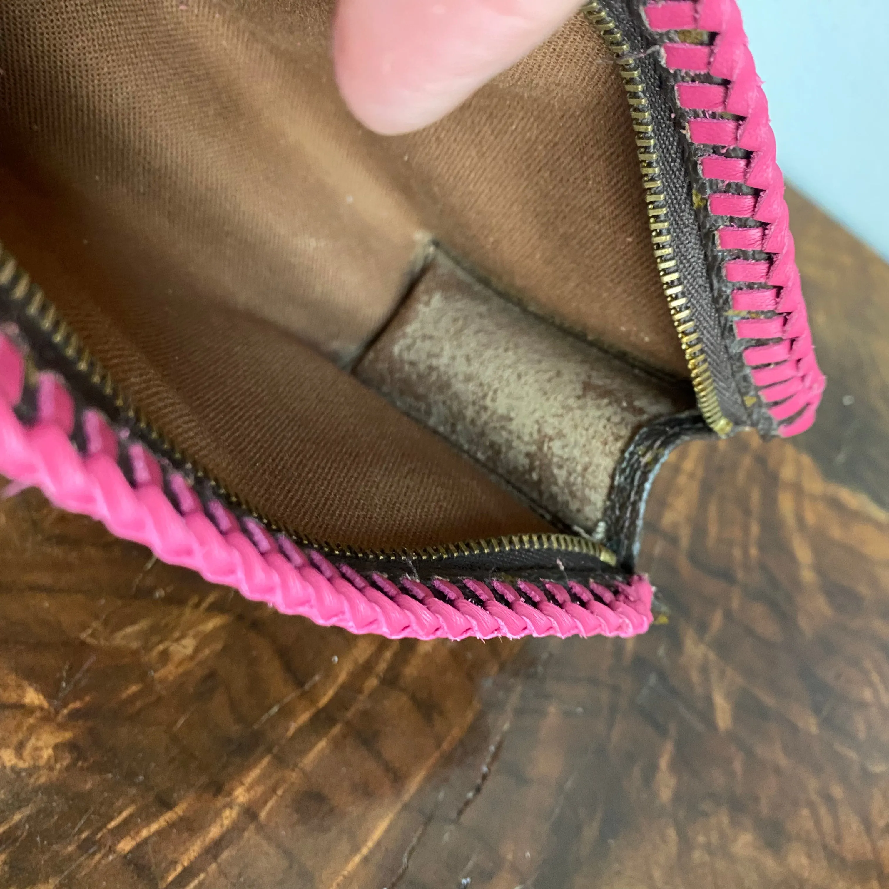 The Junco - Vintage Monogram Pouch in Hot Pink