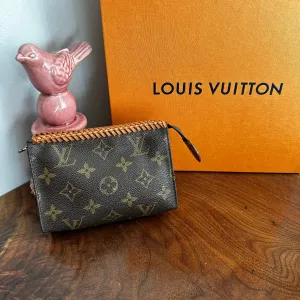 The Junco - Vintage Monogram Pouch in Tan