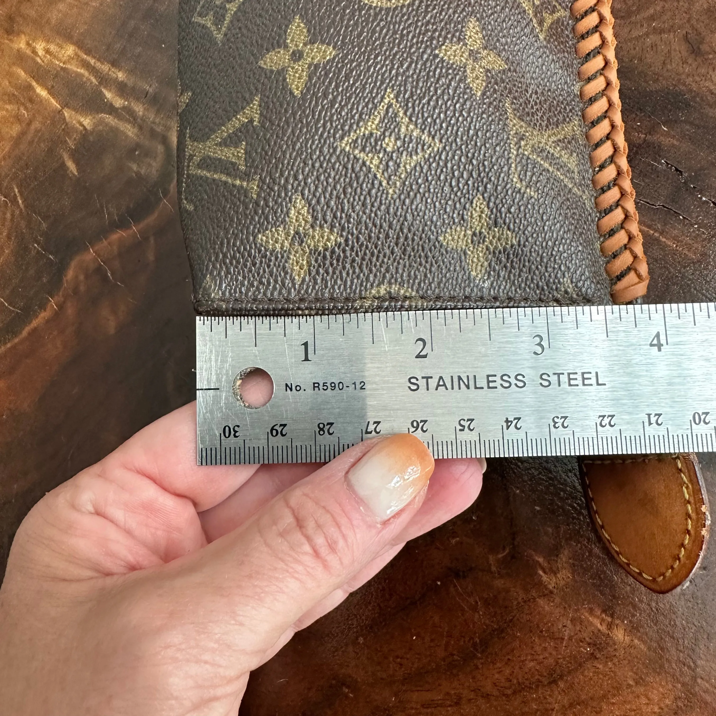 The Junco - Vintage Monogram Pouch in Tan